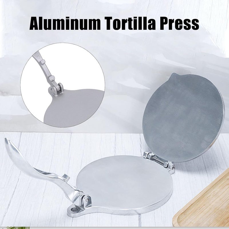 klarako Flour Tortilla Press, 20cm Aluminium Alloy Tortilla Press Tortilla Maker Dough Press Rotis Press with Foldable Handle for Chapati, Roti, Naan, Tacos, for Cooking Home Restaurant - Image 2