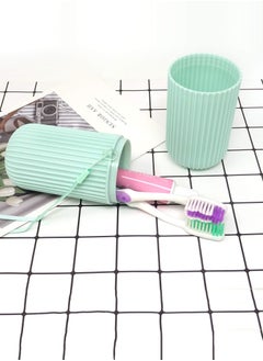 joyzzz Portable Plastic Toothbrush Toothpaste Cup Case,Portable Travel Toothbrush Toothpaste Storage Box Holder Container for Travel (Green)  - Image 3