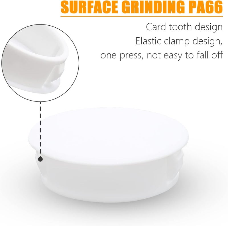 Suiwotin 15PCS 38mm(1 1/2") White Hole Plugs Plastic Flush Type Hole Plugs Snap in Locking Hole Tube, Furniture Fencing Post Pipe Insert End Caps (White) - Image 4