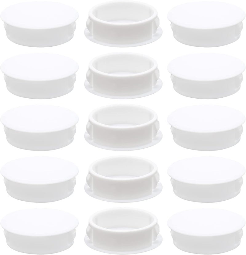 Suiwotin 15PCS 38mm(1 1/2") White Hole Plugs Plastic Flush Type Hole Plugs Snap in Locking Hole Tube, Furniture Fencing Post Pipe Insert End Caps (White) - Image 1