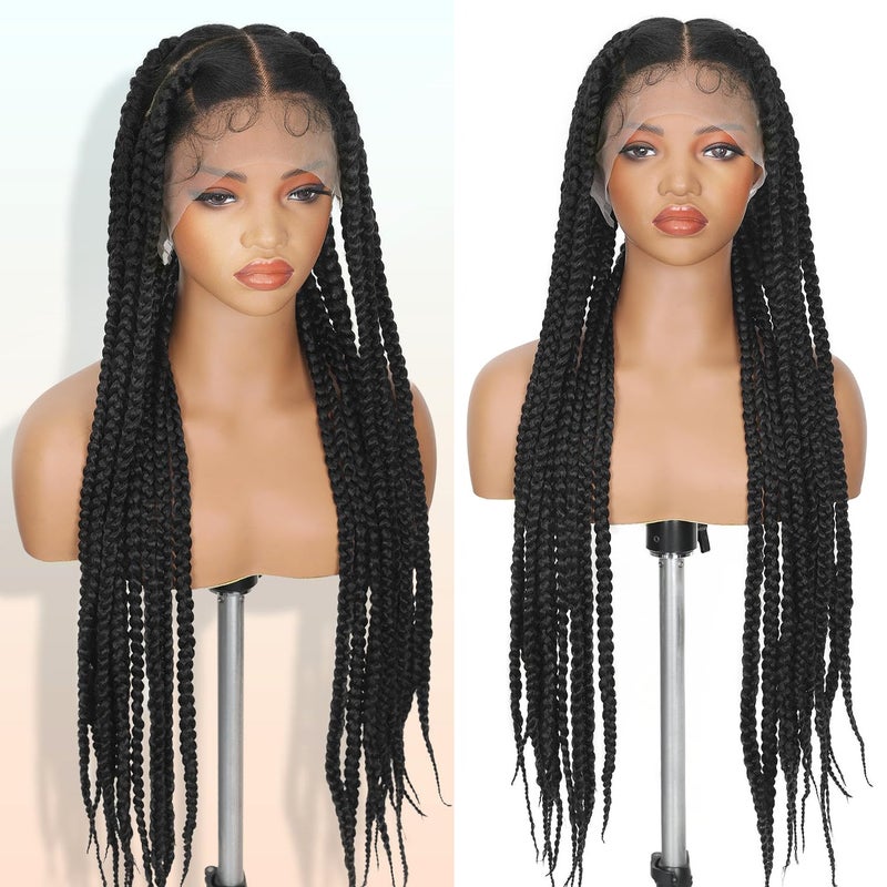 Lady Miranda Full Lace Jumbo Braided Wigs for Black Women Knotless Box Braid Wig with Baby Hair 32" Glueless Wigs Jumbo Box Braids Lace Front Synthetic Wig - Image 2