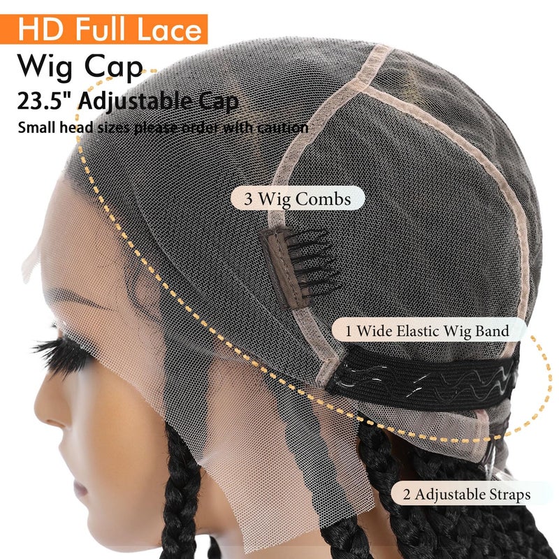 Lady Miranda Full Lace Jumbo Braided Wigs for Black Women Knotless Box Braid Wig with Baby Hair 32" Glueless Wigs Jumbo Box Braids Lace Front Synthetic Wig - Image 4