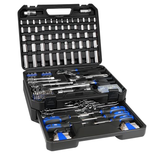 Prostormer Mechanics Tool Set with Drawer Box, 279-Piece SAE and Metric Mechanic Tool Kit with Wrenches & Sockets, General Tool Kit for Car, Motorcycle, Home Repair (Blue) - Image 1