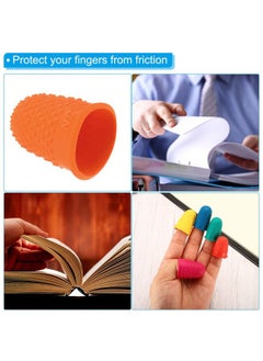 PATIKIL 0.67x0.98 Inch Rubber Finger Tips, 10 Pack Silicone Thumb Fingertip Protector Covers Guard Pads Thimble Grips for Office Counting Sewing, Orange XS Size  - Image 5