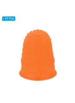 PATIKIL 0.67x0.98 Inch Rubber Finger Tips, 10 Pack Silicone Thumb Fingertip Protector Covers Guard Pads Thimble Grips for Office Counting Sewing, Orange XS Size  - Image 3