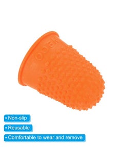 PATIKIL 0.67x0.98 Inch Rubber Finger Tips, 10 Pack Silicone Thumb Fingertip Protector Covers Guard Pads Thimble Grips for Office Counting Sewing, Orange XS Size  - Image 4