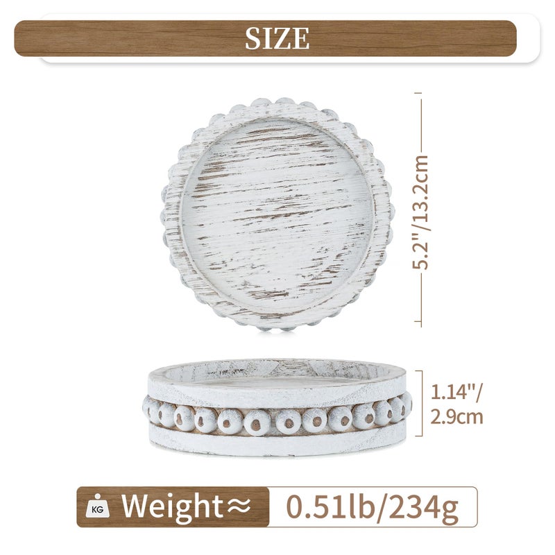 Hanobe Candle Holder for Pillar Candles: Set of 3 Rustic Farmhouse Wooden Candlestick Holders - Whitewashed Candle Stand for Table Centerpieces Fireplace Mantel Home Decor - Image 3