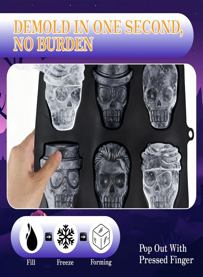 RoseFlower 3D Skull Ice Cube Molds for Whiskey, Cocktails, Silicone Mould for Chocolate, Candy, Gummy, Resin, Candle, Flexible & Easy Release, Halloween Baking Essential Supplies - Image 4