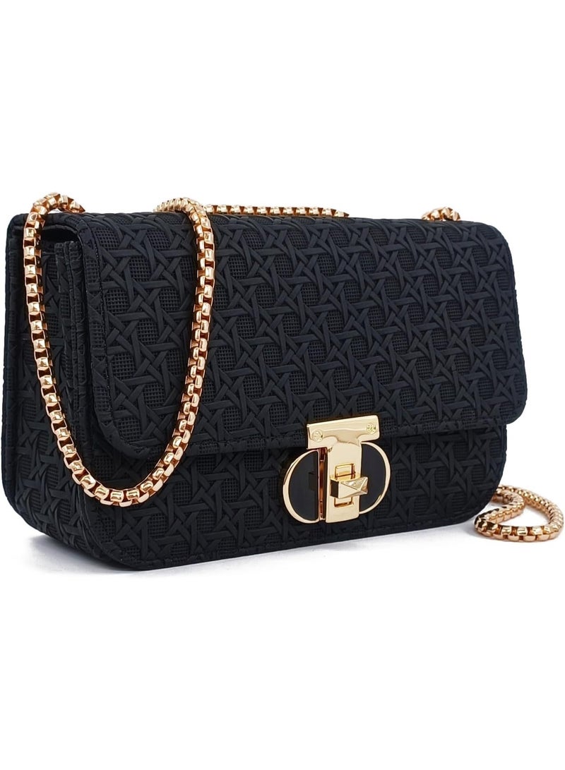NANAO 1Pcs Mini Shoulder Bag for Women PU Leather Versatile Crossbody Bags Small Bags for Women Little Tote Bag Purses with Chain Strap (Black) - Image 1
