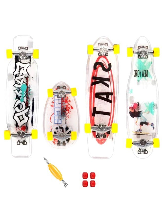 ACEGENIU 4 Pack Finger Skateboards, Mini Fingerboards with Box and Replacement Accessories, Finger Toys Gifts - Image 1