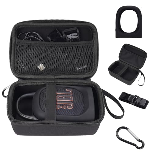 YouKnow Silicone Cover and Travel Case for JBL Clip 5 Ultra Portable Bluetooth Speaker, with Removable Strap Attach to Bike Golf Cart Boat (Silicone Cover and Travel Case) (Black) - Image 1