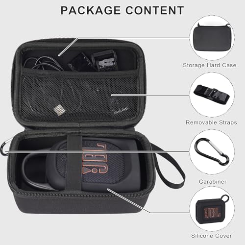 YouKnow Silicone Cover and Travel Case for JBL Clip 5 Ultra Portable Bluetooth Speaker, with Removable Strap Attach to Bike Golf Cart Boat (Silicone Cover and Travel Case) (Black) - Image 2