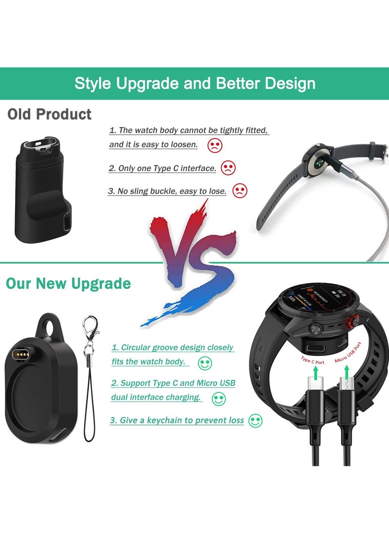 SYOSI Charging Dock Adapter for Garmin Watch, USB C & Micro USB Watch Charger Charging Adapter Connector Converter Dock, Compatible with Fenix, Instinct, Tide, Tactical, Forerunner, and More Series  - Image 2