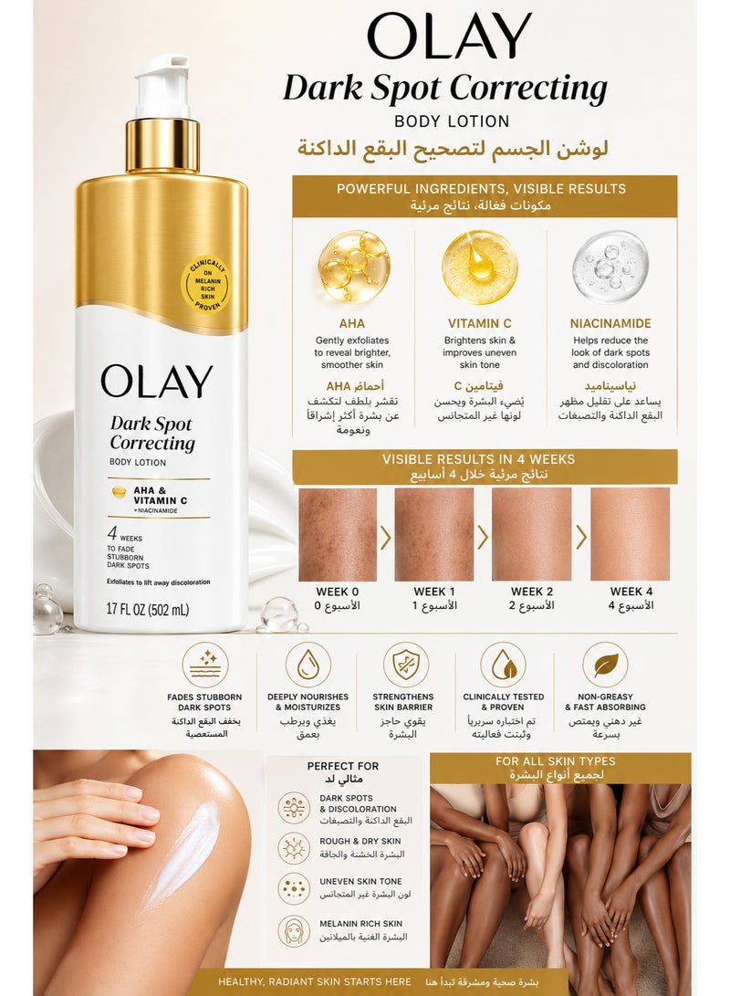 Olay Dark Spot Correcting Body Lotion with Vitamin C & Niacinamide, 502ml - Image 2