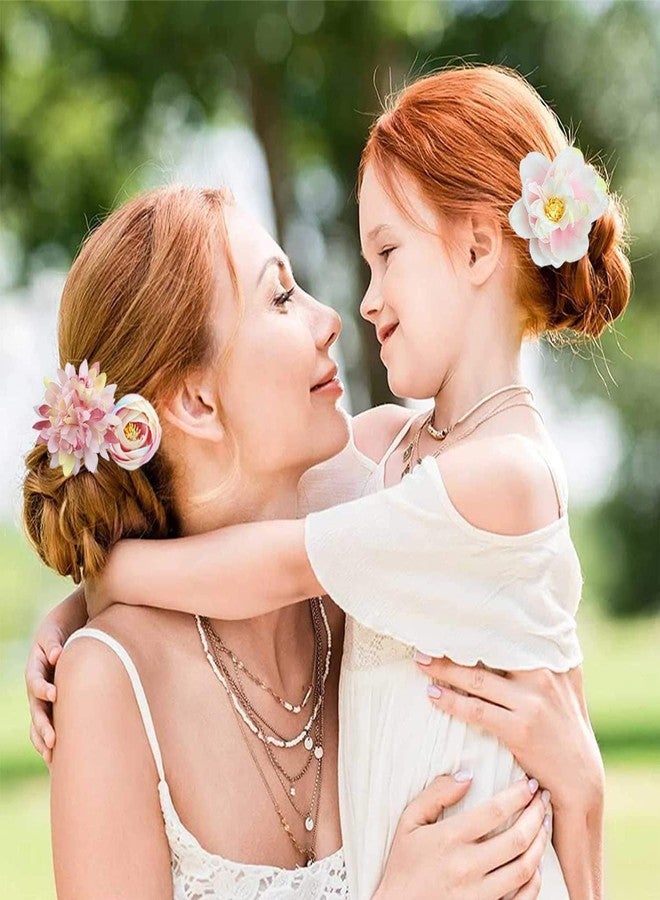 لابوهي 21 قطعة من مشابك الشعر الحريرية المزينة بالزهور، بتصميم بوهيمي أنيق، باللون الوردي، مصنوعة يدويًا، إكسسوارات شعر للعروس. - Image 3