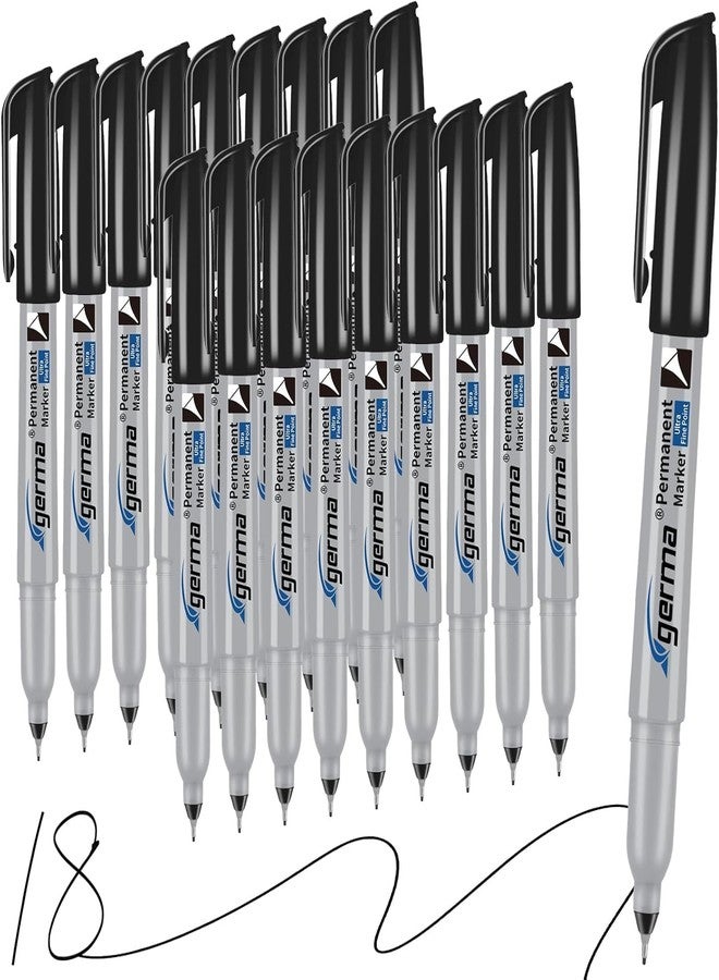 Cgerma Ultra Fine Point Permanent Markers Black, 18 Pack Ultra Fine Tip Markers, Waterproof, Quickly Dry, No bleed, Works on Plastic, Wood,Stone, Metal and Glass for School Office Home - Image 1