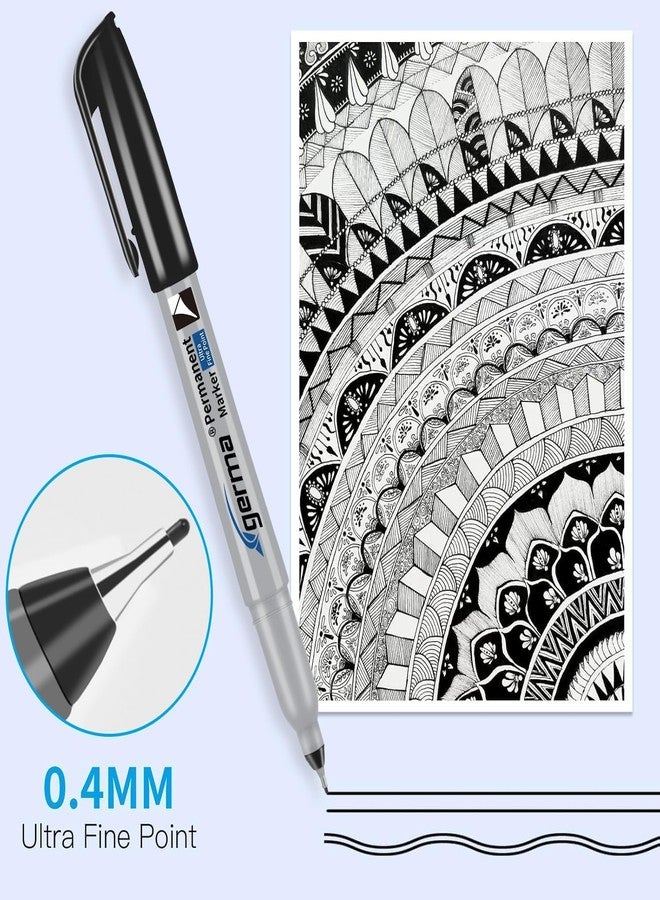 Cgerma Ultra Fine Point Permanent Markers Black, 18 Pack Ultra Fine Tip Markers, Waterproof, Quickly Dry, No bleed, Works on Plastic, Wood,Stone, Metal and Glass for School Office Home - Image 2