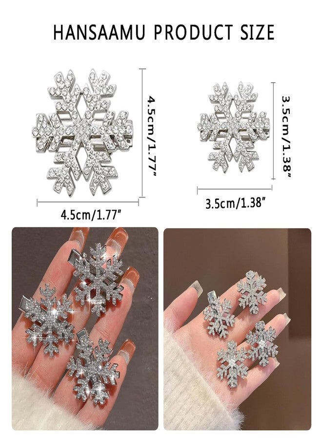 HANSAMU 8 Pcs Snowflake Hair Clip Sparkly Rhinestone Hair Barrettes Christmas Accessories for Women, Silver Metal Snowflake Hairpins Xmas Party Gift Set - Image 2