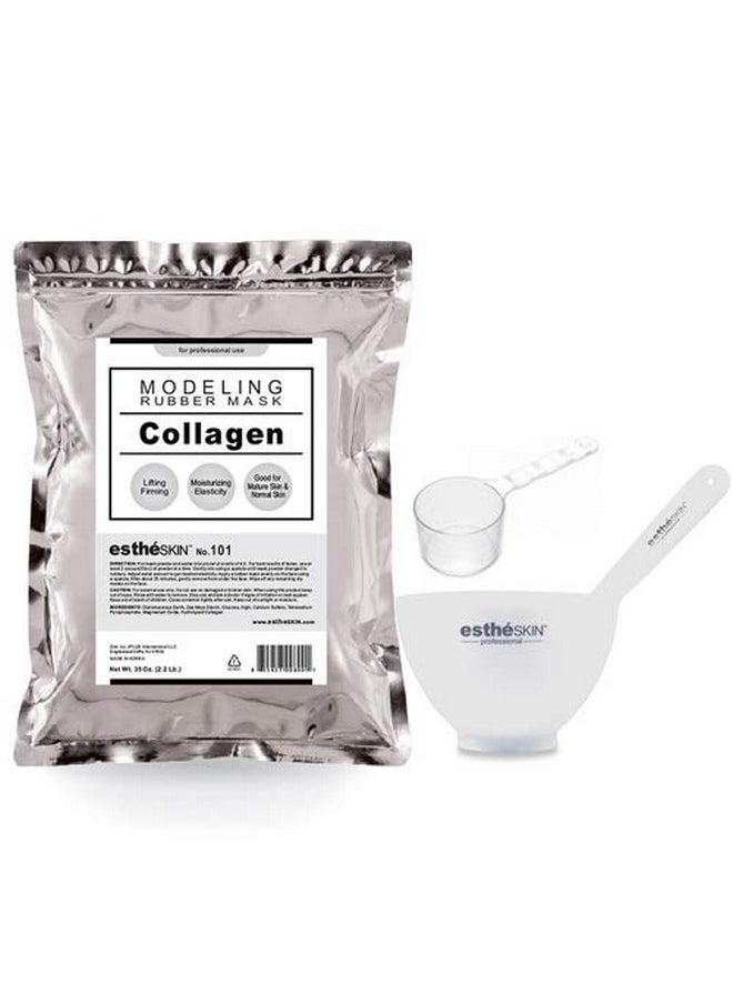 estheskin Peel Off Type Modeling Mask Powder For Facial Skin Care Professional Size 35Oz (2.2Pound) 1Kg 1 Pack With 3Pcs Mixing Bowl Set (101.Collagen)  - Image 1