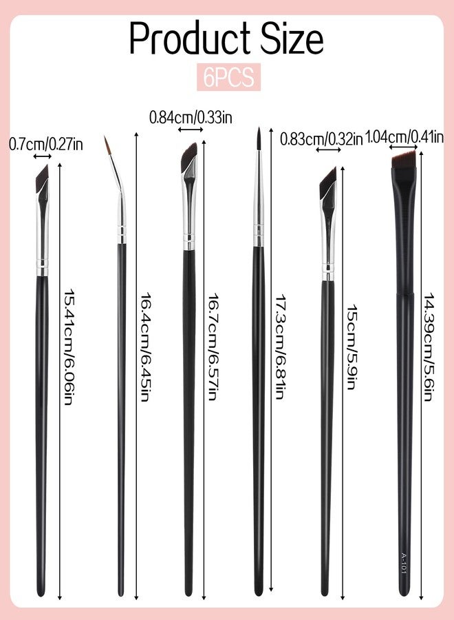 Sliverdew Professional Angled Eyeliner Brush Set, 6 Pcs Eye Makeup Brush Eyebrow Brush Tools Precision Eye Liner Brush Ultra Thin Eye Liner Slanted Flat Angle Eyeliner Brushes Synthetic Bristles - Image 3