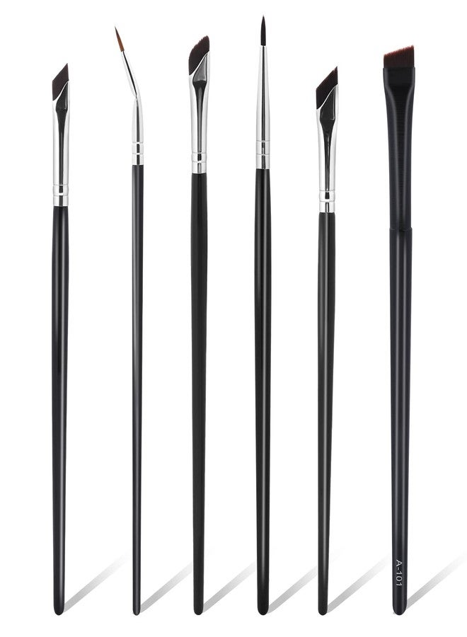 Sliverdew Professional Angled Eyeliner Brush Set, 6 Pcs Eye Makeup Brush Eyebrow Brush Tools Precision Eye Liner Brush Ultra Thin Eye Liner Slanted Flat Angle Eyeliner Brushes Synthetic Bristles - Image 1