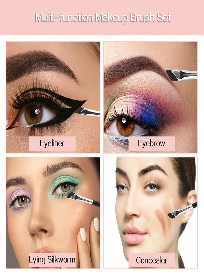 Sliverdew Professional Angled Eyeliner Brush Set, 6 Pcs Eye Makeup Brush Eyebrow Brush Tools Precision Eye Liner Brush Ultra Thin Eye Liner Slanted Flat Angle Eyeliner Brushes Synthetic Bristles - Image 2