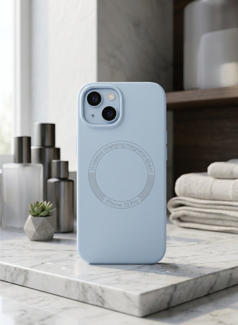Grace Apple IPhone 15 Back Cover - Matte Baby Blue MagSafe Silicone Case for iPhone 15 Ultra-Slim Protective Phone Cover - Image 3