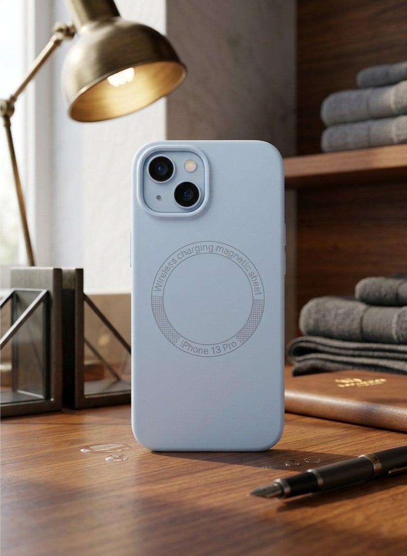Grace Apple IPhone 15 Back Cover - Matte Baby Blue MagSafe Silicone Case for iPhone 15 Ultra-Slim Protective Phone Cover - Image 2