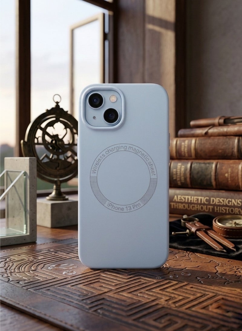Grace Apple IPhone 15 Back Cover - Matte Baby Blue MagSafe Silicone Case for iPhone 15 Ultra-Slim Protective Phone Cover - Image 1
