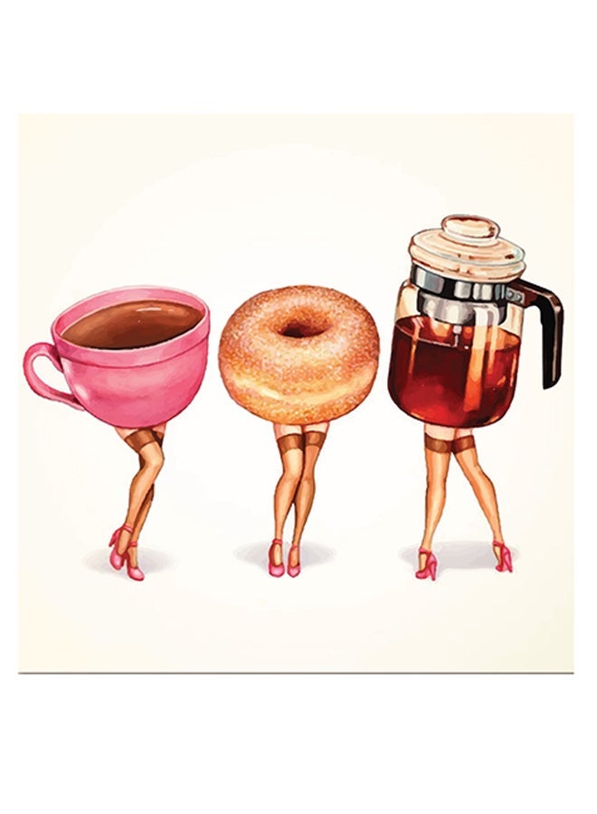 RYN Tea And Pastry Themed Wall Art Pink/Orange/Black 30x30cm - Image 2