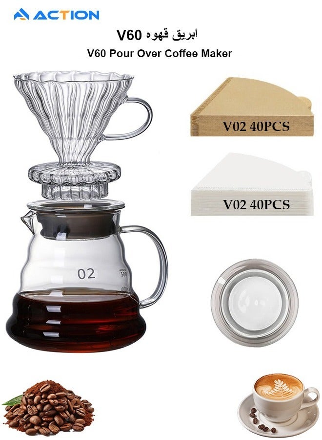 ACTION Manual V60 Hand Drip Coffee Maker 600ml Set Pack Of 3 - Image 1
