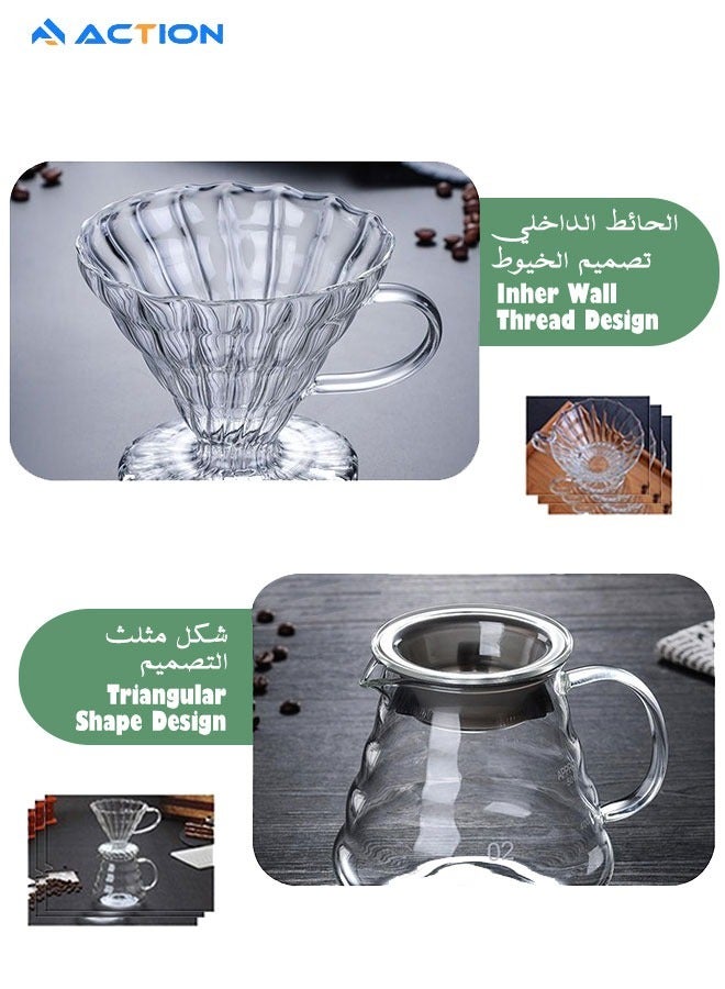 ACTION Manual V60 Hand Drip Coffee Maker 600ml Set Pack Of 3 - Image 2