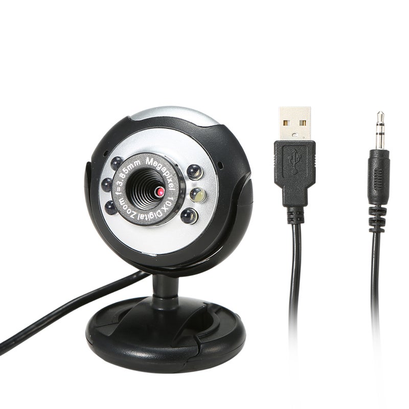 كاميرا ويب 640P بث مباشر بكاميرا ويب مع ميكروفون، كاميرا ويب USB قابلة للدوران بزاوية 360 درجة لأجهزة الكمبيوتر المحمولة والحواسيب المكتبية، كاميرا ويب لاجتماعات الفيديو والاجتماعات والألعاب والمكتبات المكتبية - Image 1
