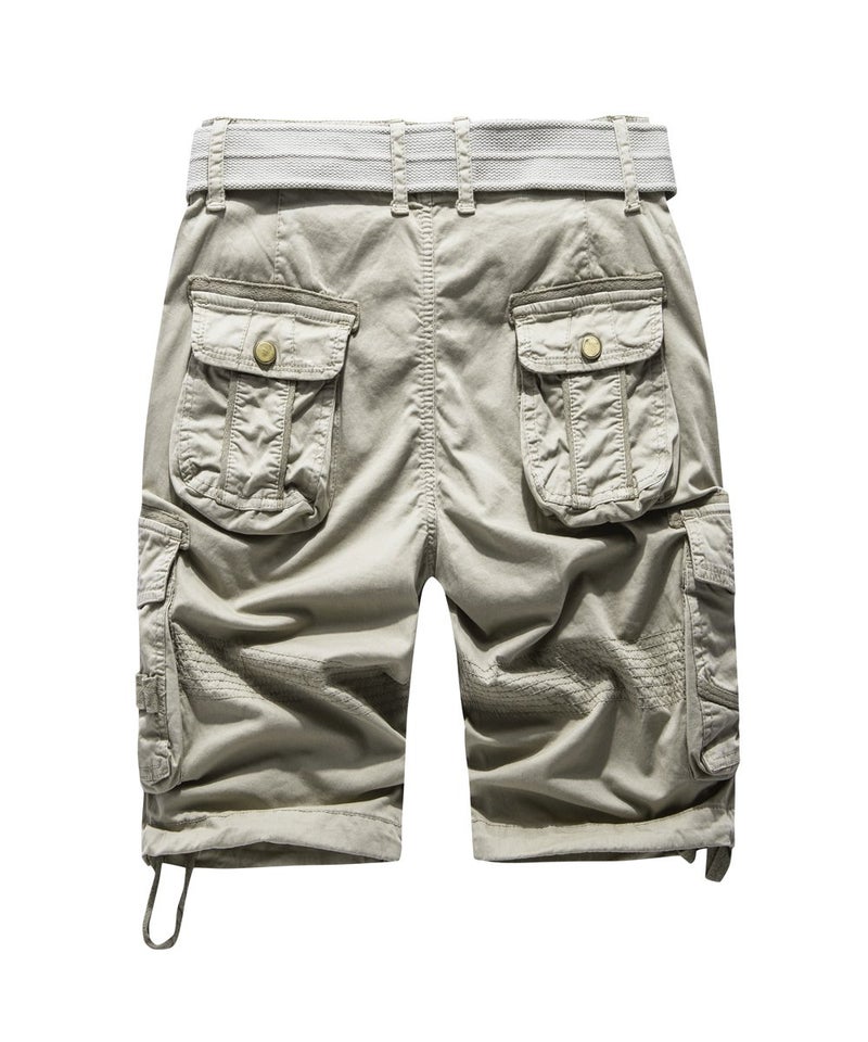 FOURSTEEDS Women's Casual Loose Fit Multi-Pockets Camouflage Twill Bermuda Cargo Shorts with Belt Khaki US 6 - Image 2