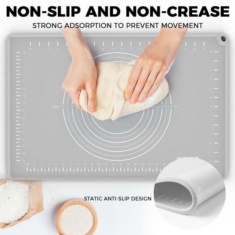 volikos Silicone Baking Mat 28" x 20", Extra Thick Dough Rolling Mat with Measurements and Edge Heightening, Non-stick Food Grade Silicone Pastry Mat for for Pastry, Bread, Cookies, Pizza, Fondant, Pasta - Image 4