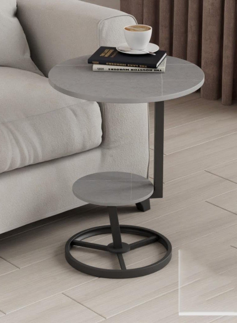 طاولة قهوة رخامية معدنية مجموعة أثاث غرفة المعيشة النوردية لون الشاي طاولة دائرية ذهبية نهاية سرير حديثة فاخرة طاولات قهوة رخامية