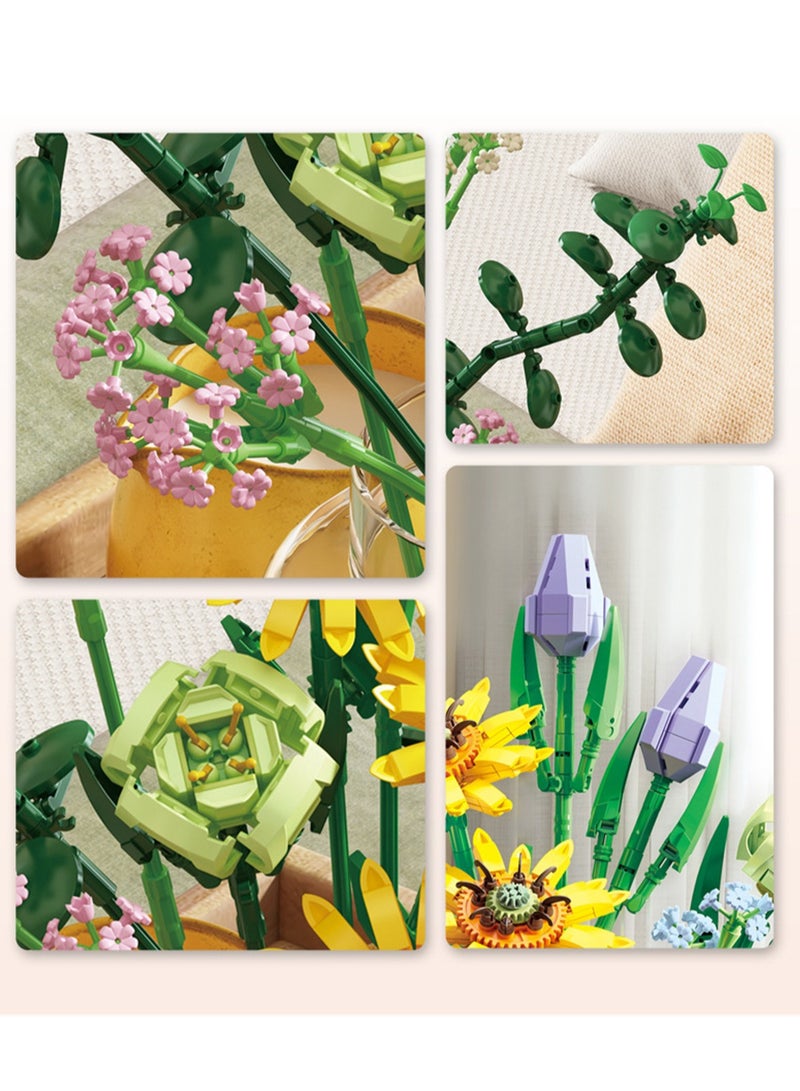 كتلة شعاع الزهرة تجميع لغز ديكوشن لعب DIY حبيبات صغيرة تكديس الزهور كتلة - Image 4