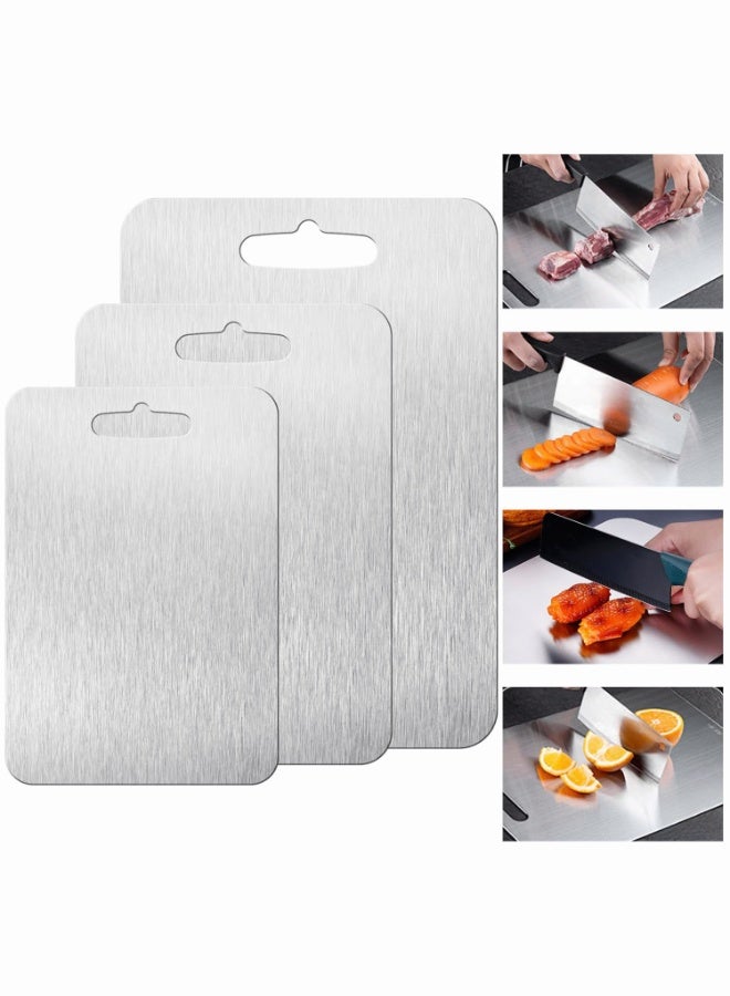 هيلاكيكس لوح تقطيع تيتانيوم للمطبخ آمن للغسل في غسالة الصحون، بساط تقطيع مزدوج الجوانب من المعدن آمن غذائيًا من أساسيات المطبخ في المنزل أو أثناء التخييم وتحضير الوجبات في الخارج من فيلالونا، عبوة من 3 قطع - Image 1