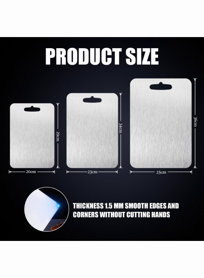 هيلاكيكس لوح تقطيع تيتانيوم للمطبخ آمن للغسل في غسالة الصحون، بساط تقطيع مزدوج الجوانب من المعدن آمن غذائيًا من أساسيات المطبخ في المنزل أو أثناء التخييم وتحضير الوجبات في الخارج من فيلالونا، عبوة من 3 قطع - Image 2