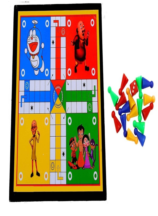 TOPTEAM Top Team Wooden 2 in 1 Ludo with Snakes and Ladders Travel Board Game with Coins (Ludo with Snack Ladder 30 x 30 cm). - Image 1