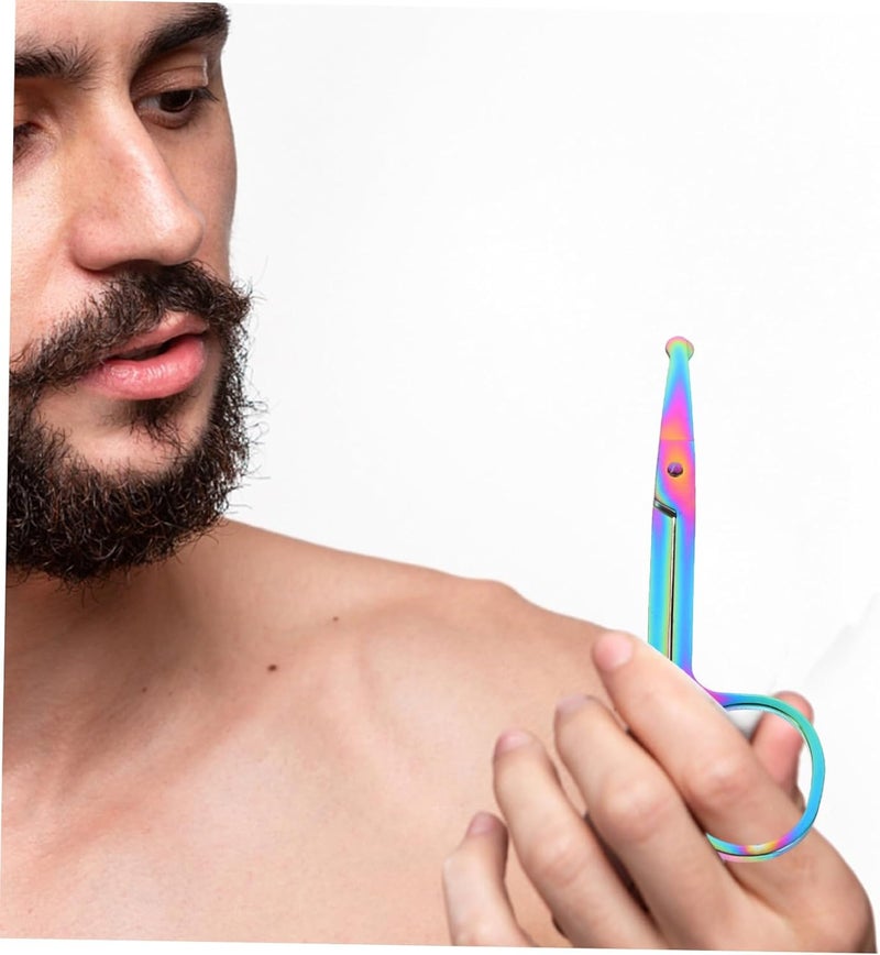 2pcs Round Tip Nose Hair Scissors Beard Shears for Safe Trimming for Eyebrows and Facial Hair Grooming - Image 5