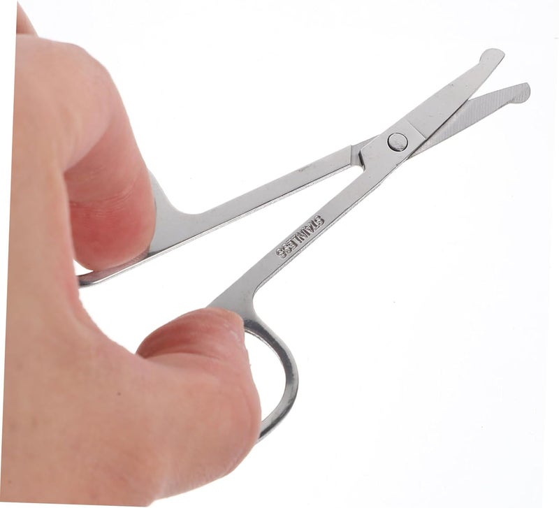 2pcs Round Tip Nose Hair Scissors Beard Shears for Safe Trimming for Eyebrows and Facial Hair Grooming - Image 4