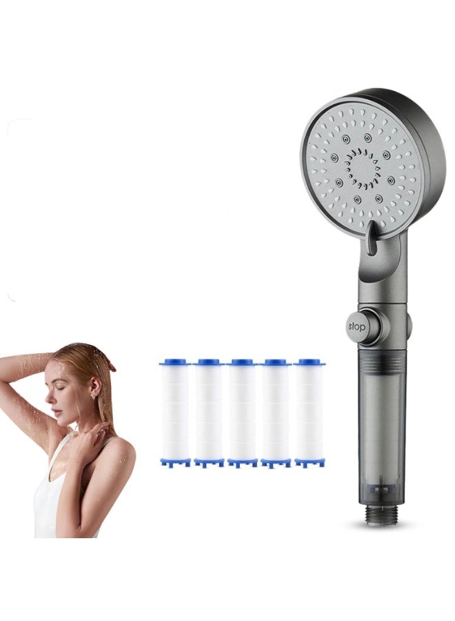 OSHIMA High Pressure 5-Mode Filtered Shower Head, Filtered Shower Head with Handheld Shower Head Filter, Handheld with Built-In Filter & Power Wash for Hard Water with 5 Extra Filters - Image 1