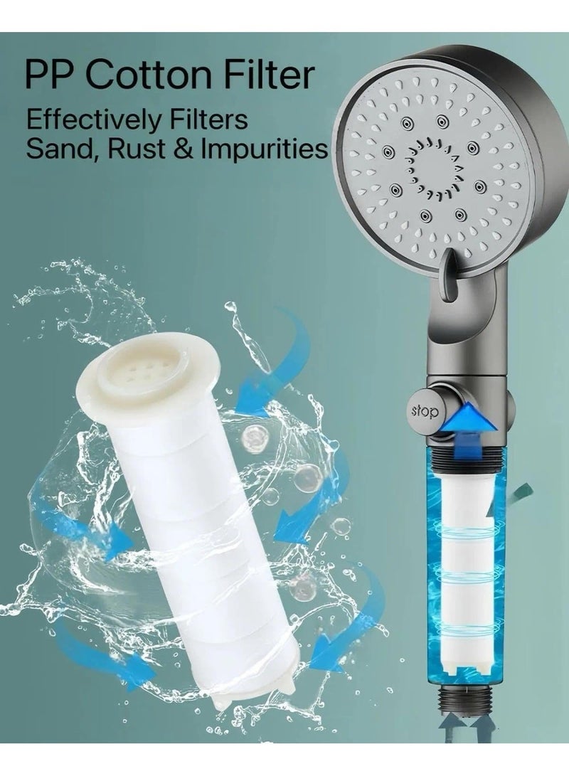 OSHIMA High Pressure 5-Mode Filtered Shower Head, Filtered Shower Head with Handheld Shower Head Filter, Handheld with Built-In Filter & Power Wash for Hard Water with 5 Extra Filters - Image 5