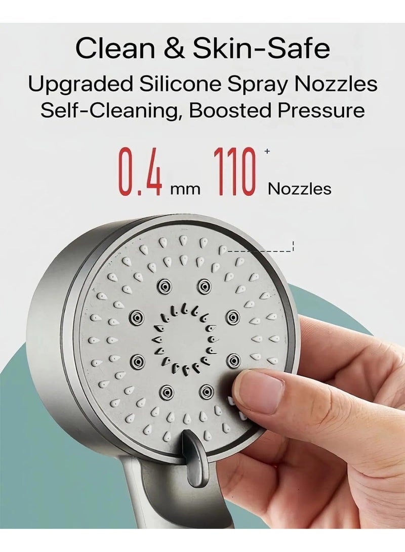 OSHIMA High Pressure 5-Mode Filtered Shower Head, Filtered Shower Head with Handheld Shower Head Filter, Handheld with Built-In Filter & Power Wash for Hard Water with 5 Extra Filters - Image 3