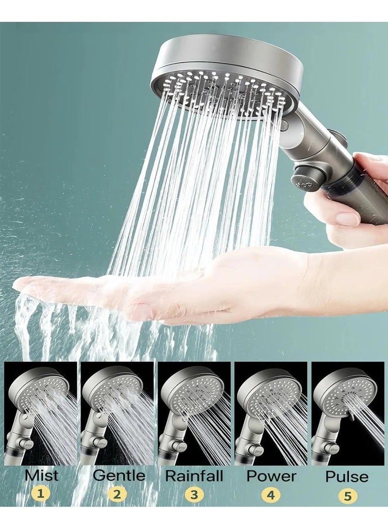 OSHIMA High Pressure 5-Mode Filtered Shower Head, Filtered Shower Head with Handheld Shower Head Filter, Handheld with Built-In Filter & Power Wash for Hard Water with 5 Extra Filters - Image 4