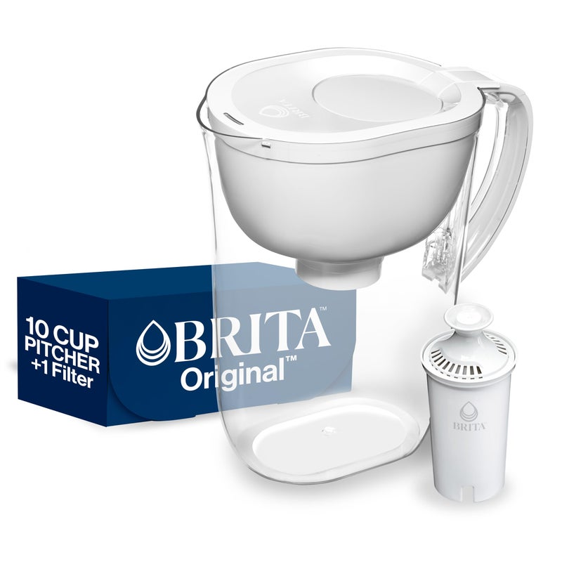 Brita Large Water Filter Pitcher for Tap and Drinking Water, Includes 1 Standard Filter, BPA-Free, Lasts Two Months, 10-Cup Capacity, Bright White - Image 1