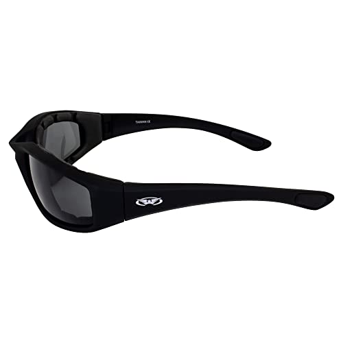 Global Vision Kickback Wraparound Motorcycle Safety Sunglasses, Padded Riding Glasses Shatterproof Polycarbonate Lenses UV400 Scratch-Resistant Black Frame w/Smoke Lenses - Image 5