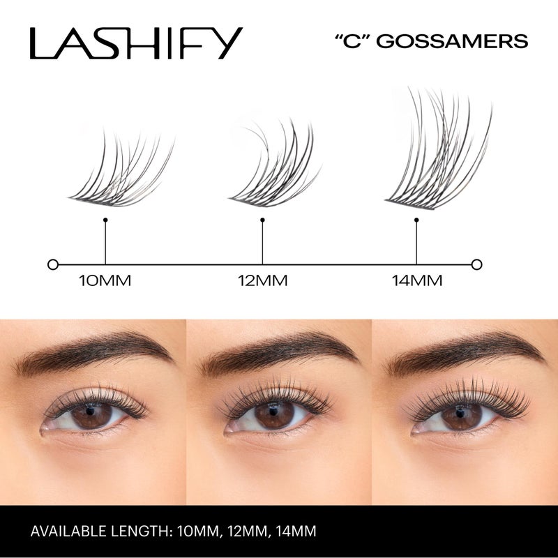 Lashify Curl 12mm Gossamer DIY Eyelash Extensions Refill, Black, Easy False Eyelashes for a Natural Look - Image 4