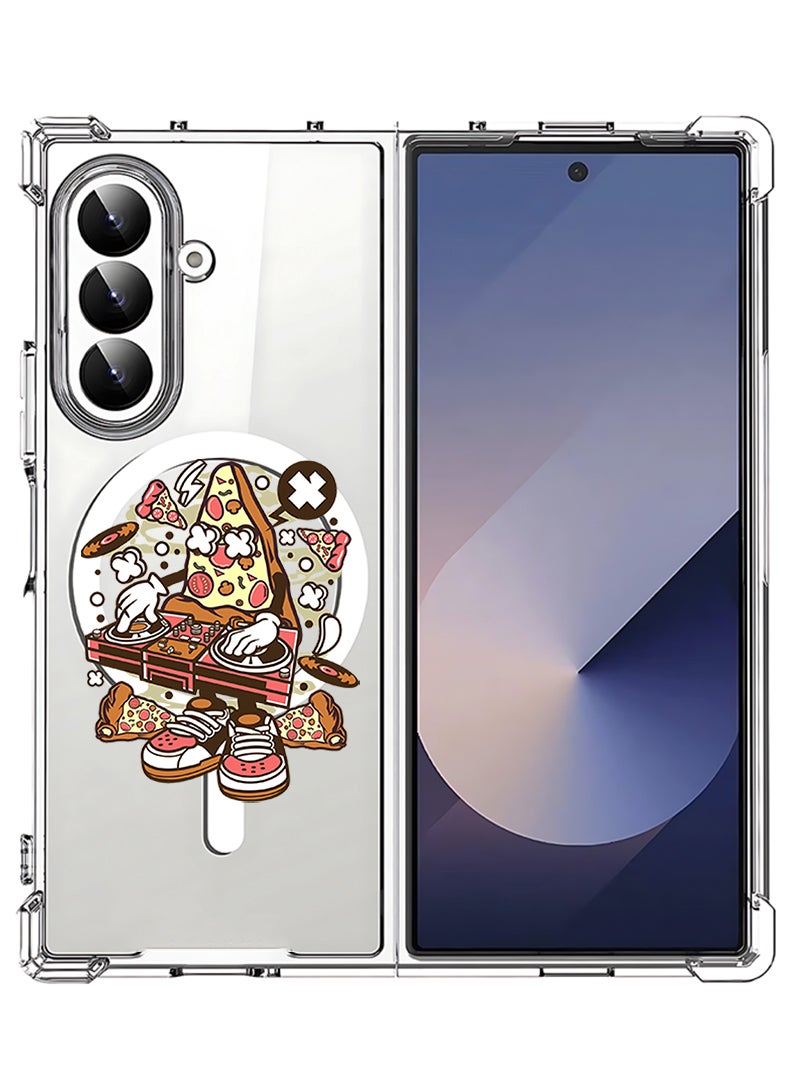 Theodor Magnetic Case for Samsung Galaxy Z Fold 7 Compatible with MagSafe Wireless Charging, Shockproof Phone Bumper Cover Pizza dj - Image 1